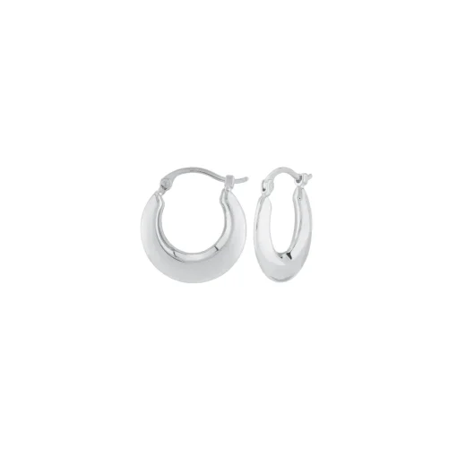 14K White Gold Small Polished Hoop Earrings