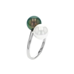 14K White Gold South Sea and Tahitian Pearl Ring