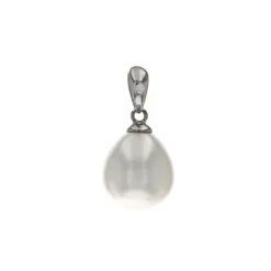 14K White Gold South Sea Pearl and Diamond Pendant
