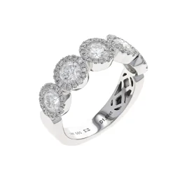 14K White Gold 5-Station Diamond Ring