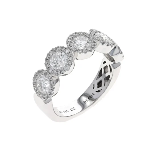 14K White Gold 5-Station Diamond Ring