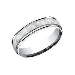 14K White Gold Swirl Fiberglass Band