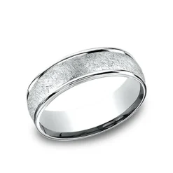 14K White Gold Swirl Fiberglass Band
