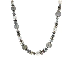 18K White Gold Tahitian and Keshi Pearl Necklace
