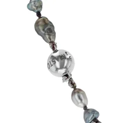 18K White Gold Tahitian and Keshi Pearl Necklace