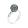 18K White Gold Tahitian Pearl and Diamond Ring