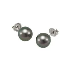 18K White Gold Tahitian Pearl Stud Earrings