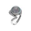 18K White Gold Tahitian Pearl and Diamond Ring