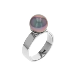 14K White Gold Tahitian Pearl Ring
