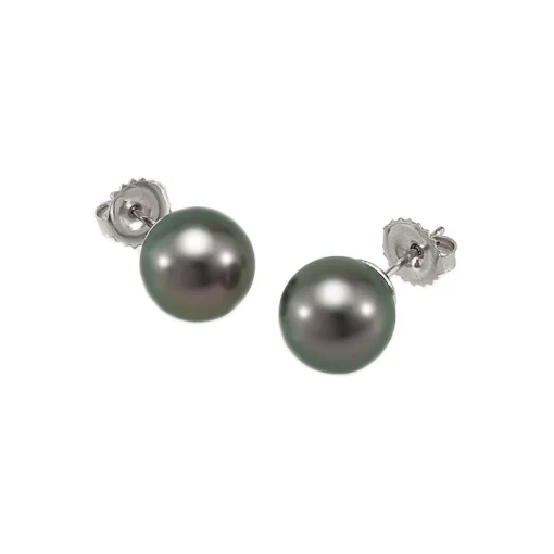 18K White Gold Tahitian Pearl Stud Earrings