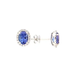 14K White Gold Tanzanite and Diamond Earrings
