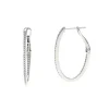 14K White Gold Thin Diamond Oval Hoop Earrings