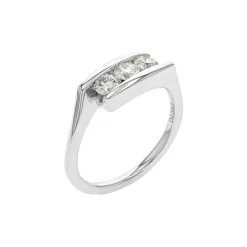 14K White Gold Three-Diamond Ring