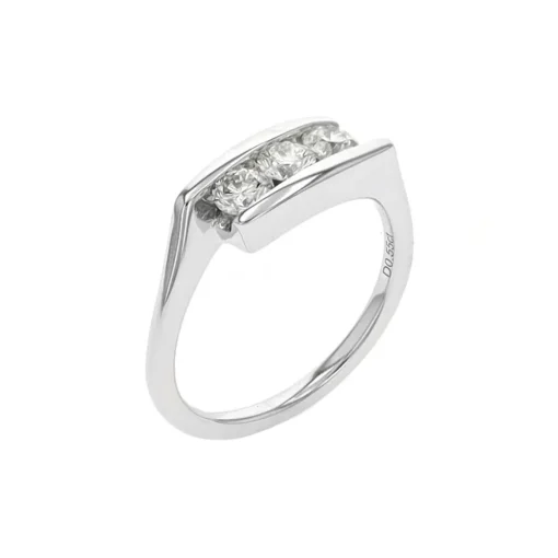 14K White Gold Three-Diamond Ring