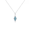 14K White Gold Triangle Turquoise and Diamond Pendant with Chain