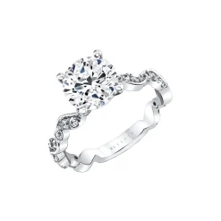 14K White Gold Tulira Leaf Inspired Engagement Ring – Zinnia