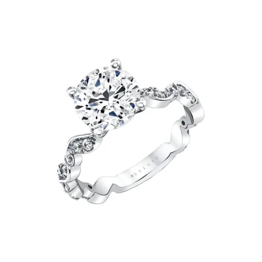 14K White Gold Tulira Leaf Inspired Engagement Ring – Zinnia