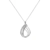 18K White Gold Twisted Drop Diamond Pendant with Chain