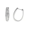 14K White Gold “U” Shaped Diamond Hoop Earrings
