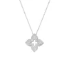 18K White Gold Venetian Princess Diamond Pendant with Chain