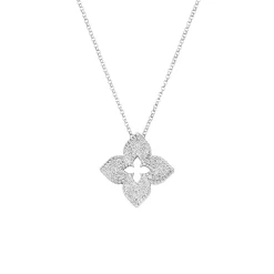 18K White Gold Venetian Princess Diamond Pendant with Chain
