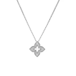 18K White Gold Venetian Princess Diamond Pendant with Chain