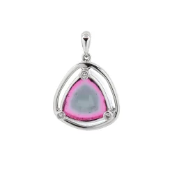 14K White Gold Watermelon Tourmaline Pendant