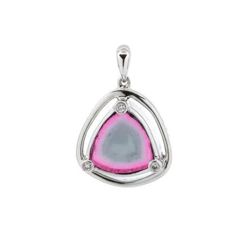 14K White Gold Watermelon Tourmaline Pendant