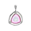 14K White Gold Watermelon Tourmaline and Diamond Pendant