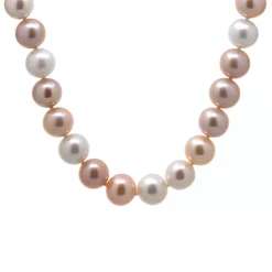 14K Yellow and Rose Gold Multicolor Pearl Necklace
