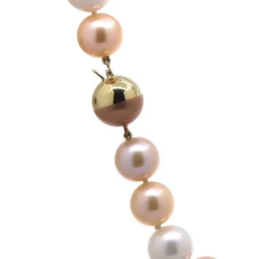 14K Yellow and Rose Gold Multicolor Pearl Necklace