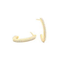 14K Yellow Gold 0.55 Carat Diamond J-Hoop Earrings