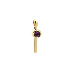 14K Yellow Gold Amethyst Vertical Bar Pendant