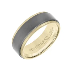 18K Yellow Gold and Tungsten 8mm Wedding Band