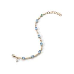 18K Yellow Gold Aquamarine and Diamond Bracelet