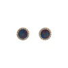 14K Yellow Gold Australian Opal Doublet and Diamond Earrings