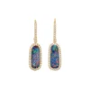 14K Yellow Gold Australian Opal Doublet and Diamond Earrings