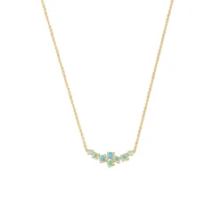 14K Yellow Gold Australian Opal Cluster Necklace