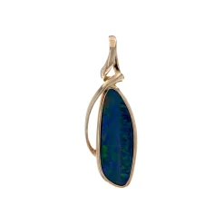 14K Yellow Gold Australian Opal Doublet Pendant