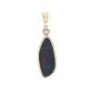 14K Yellow Gold Australian Opal Doublet and Diamond Pendant