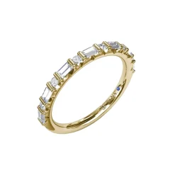 14K Yellow Gold Baguette and Round Diamond Wedding Band