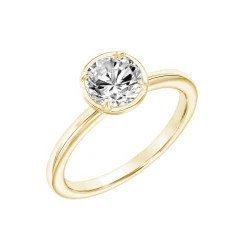 14K Yellow Gold Bezel Solitaire Engagement Ring Mounting