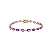 14K Yellow Gold Bezel-Set Oval Amethyst Bracelet