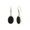 14K Yellow Gold Black Drusy and Diamond Earrings