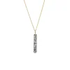 14K Yellow Gold Black Rhodium Diamond Bar Pendant with Chain