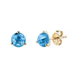 14K Yellow Gold Blue Topaz Earrings