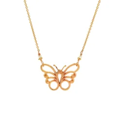 14K Yellow Gold Butterfly Necklace