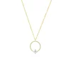 14K Yellow Gold Circular Rope Diamond Pendant with Chain