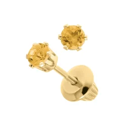 14K Yellow Gold Citrine Children’s Earrings