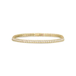 18K Yellow Gold Classic Diamond Ribbed Tennis Bracelet